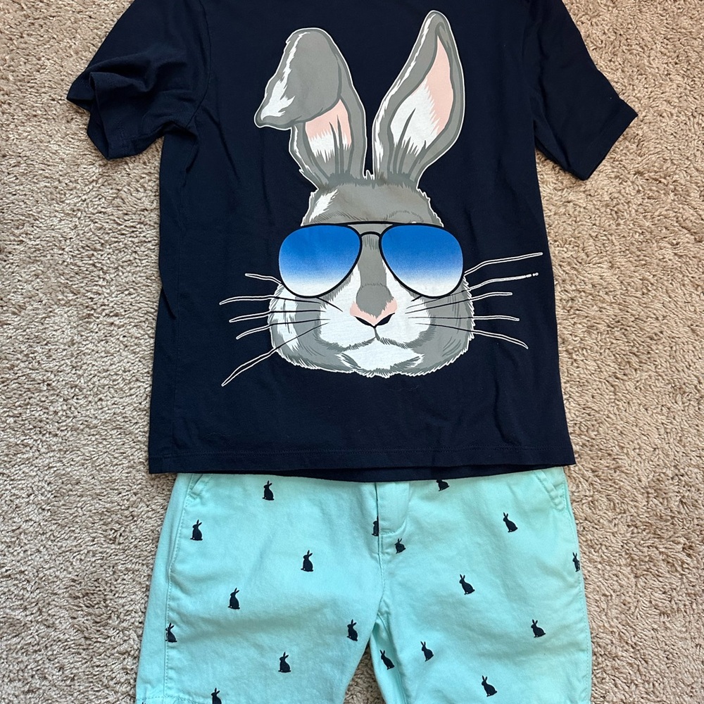 Kids Easter Bunny Set - Navy and Mint